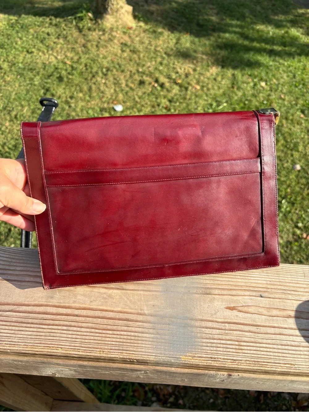 vintage Lou Taylor Italian leather swivel mirror clutch